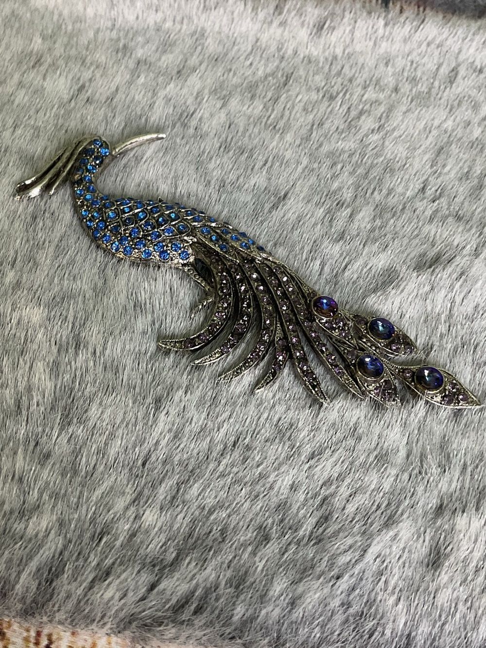 Thelma Deutsch Vintage Rhinestone Peacock Brooch